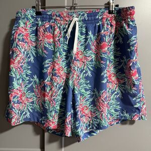 Chubbies Men 6” Inseam Crab Print Mesh Lined Swim Trunks Multicolor XXL Pockets